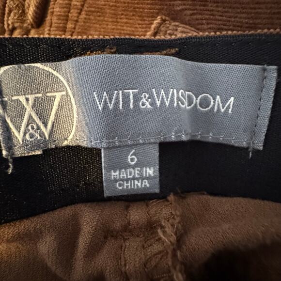 Wit & Wisdom AbSolution Straight Pants Brown Corduroy Cotton Women 6 NWT - Picture 8 of 8